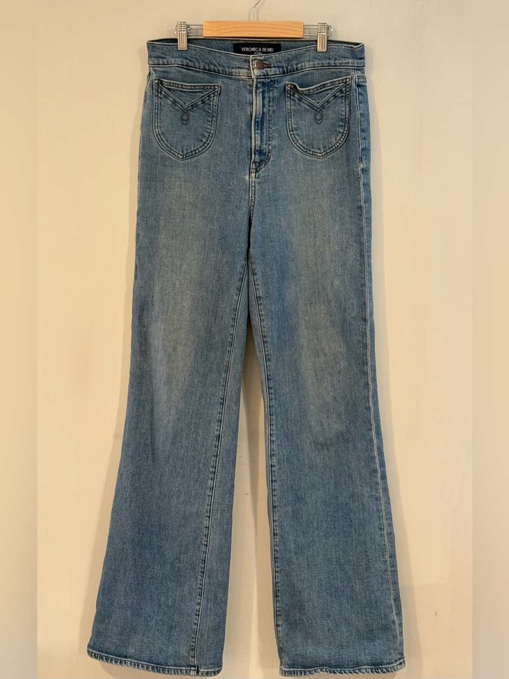 Veronica Beard High-Rise Wide-Leg Medium Wash Crosbie Jeans, Size 30 - Picture 2 of 6